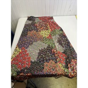 Miss Ashley Pull On Stretch Knit Midi Skirt Womens size Medium Black Multi Color
